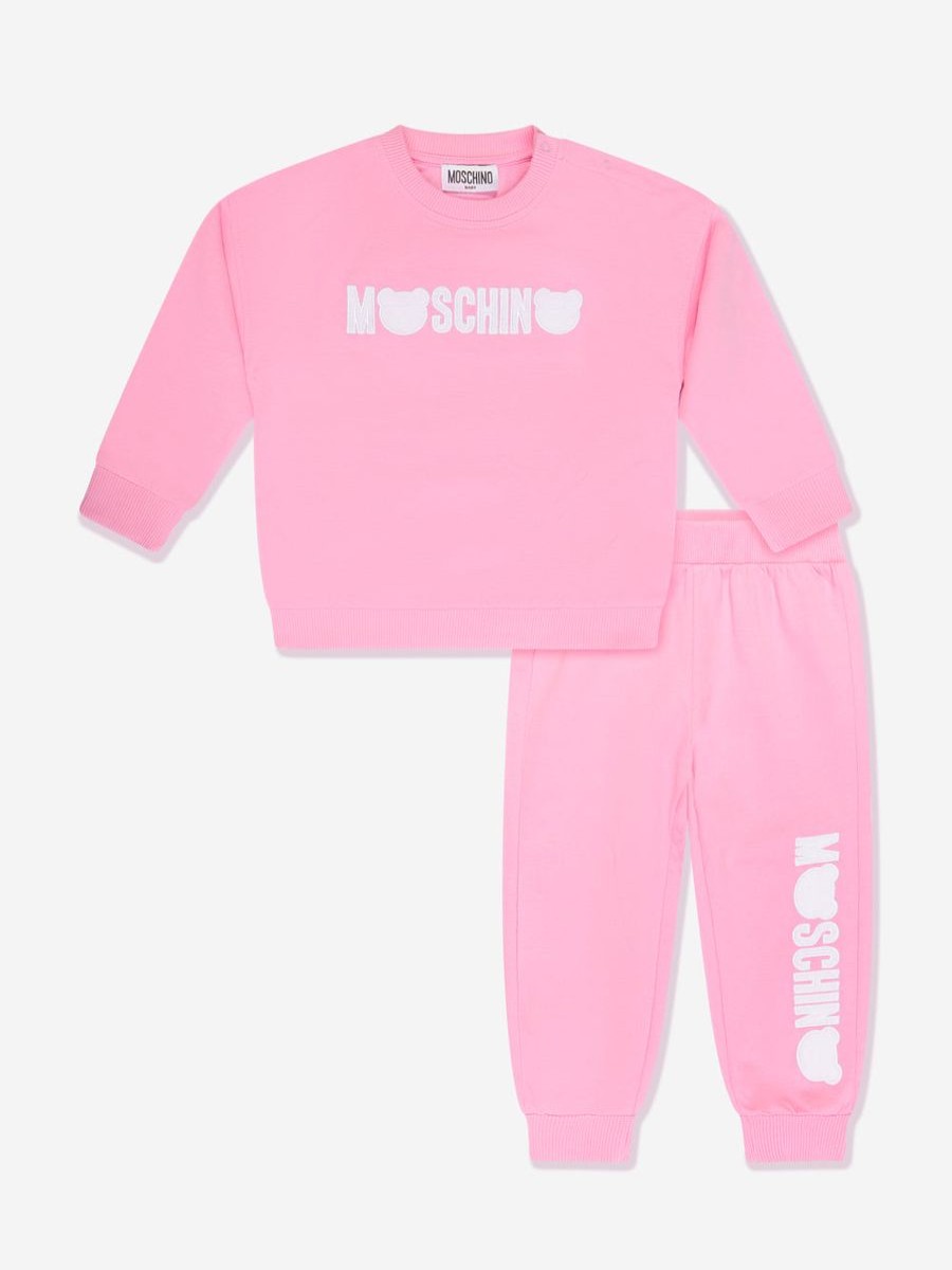 Baby Moschino Kids Tracksuits | Baby Girls Teddy Logo Tracksuit In Pink