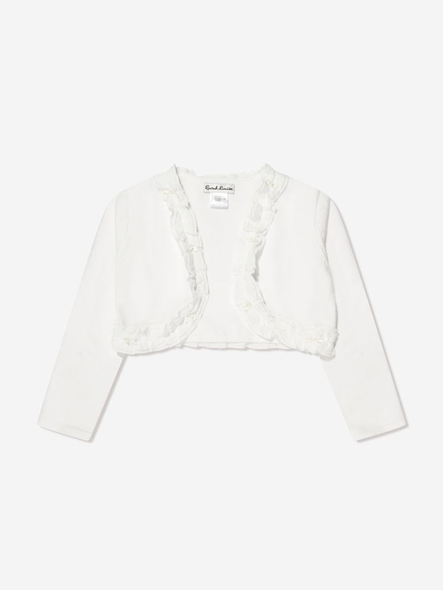 Girls Sarah Louise Jumpers & Cardigans | Girls Frilly Bolero In Ivory