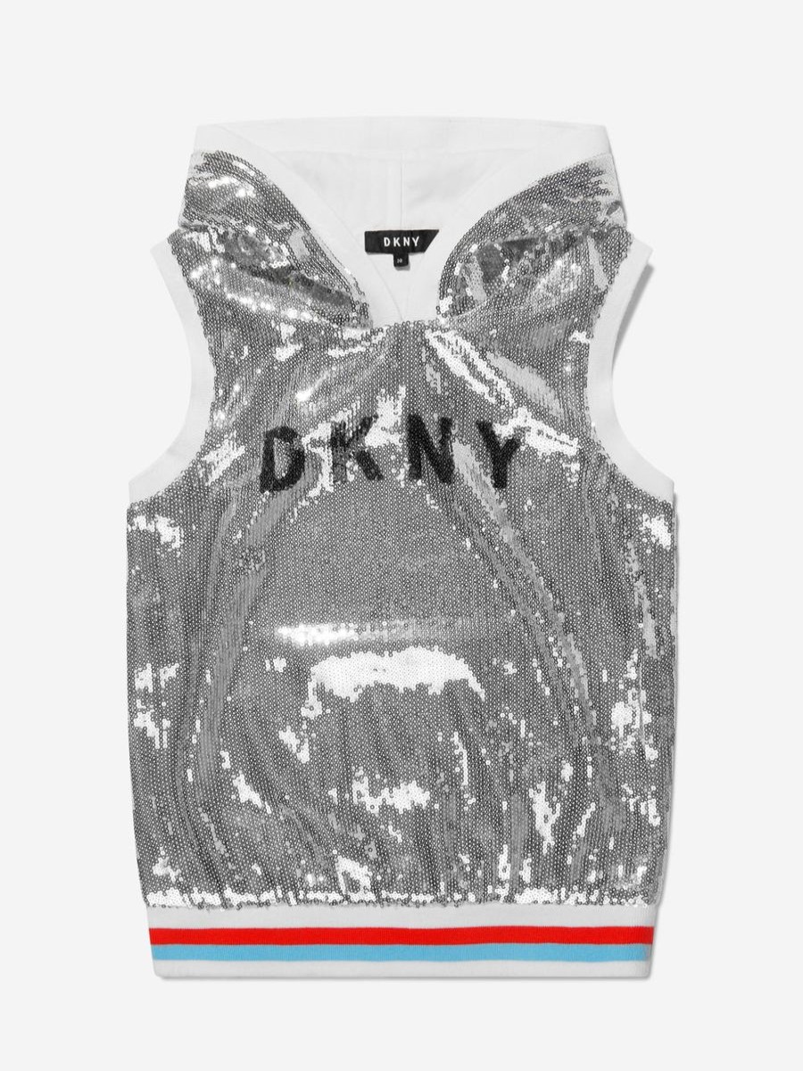 Girls DKNY Sweatshirts & Hoodies | Girls Sequin Sleeveless Hoodie