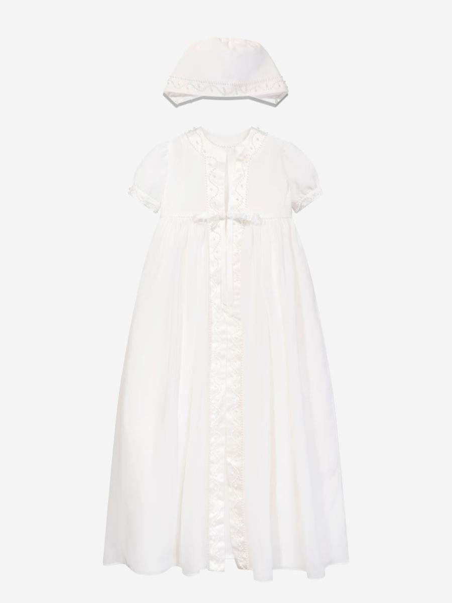 Baby Sarah Louise Dresses | Baby Girls Christening Robe Coat And Bonnet In Ivory