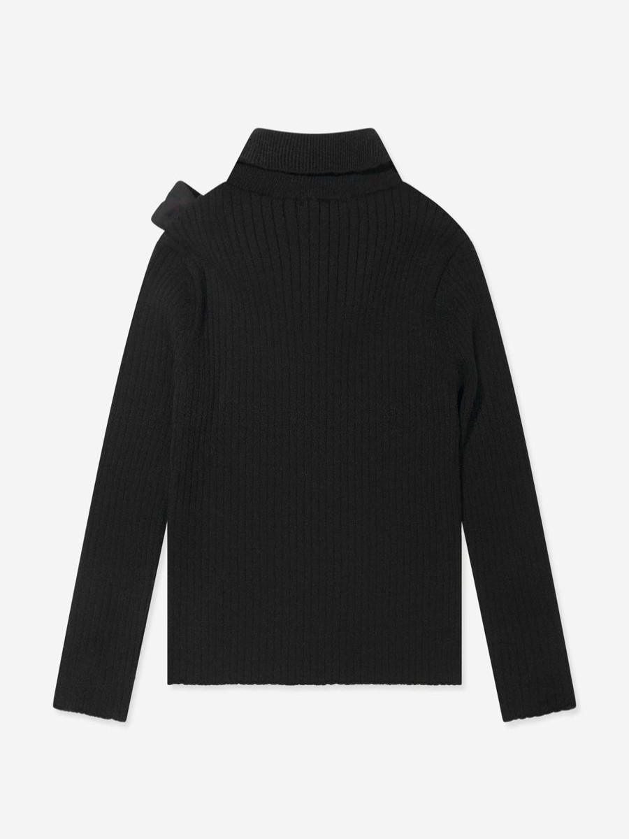 Girls Patachou Jumpers & Cardigans | Girls Knitted Bow Jumper In Black