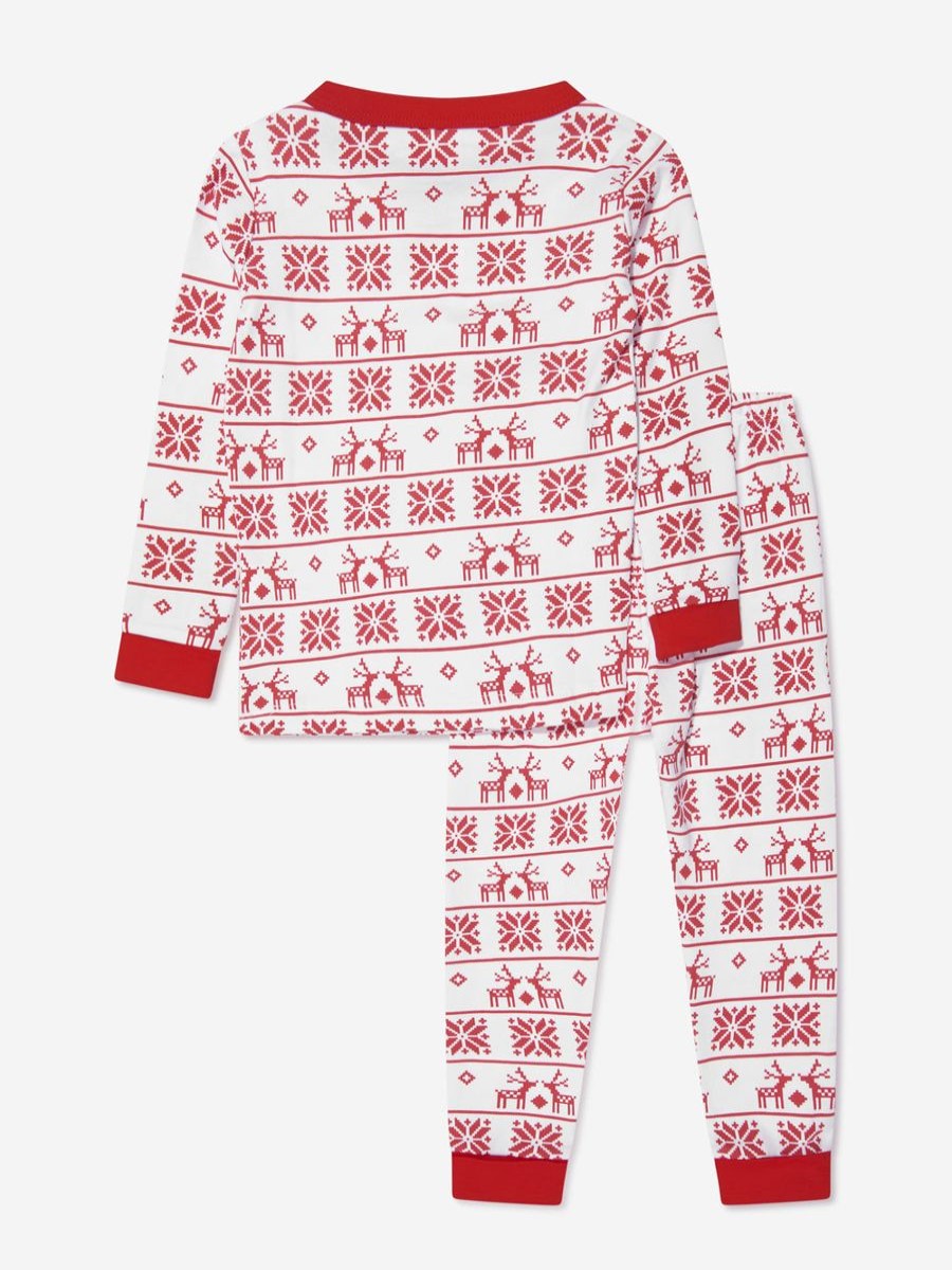 Girls Magnolia Baby Nightwear & Pyjamas | Kids Fair Isle Long Pyjamas In Red