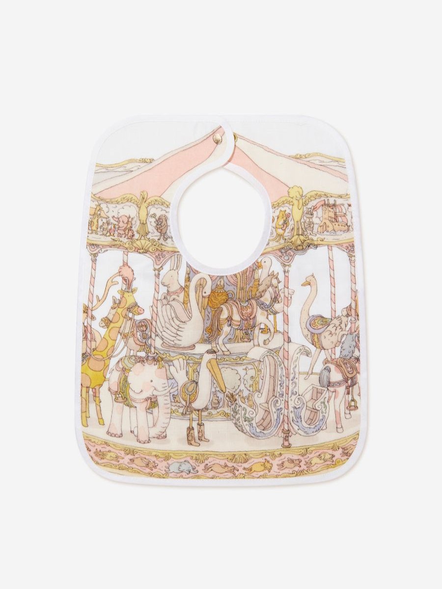 Baby Atelier Choux Bottles, Dummies & Bibs | Baby Girls Carousel Large Bib In Pink