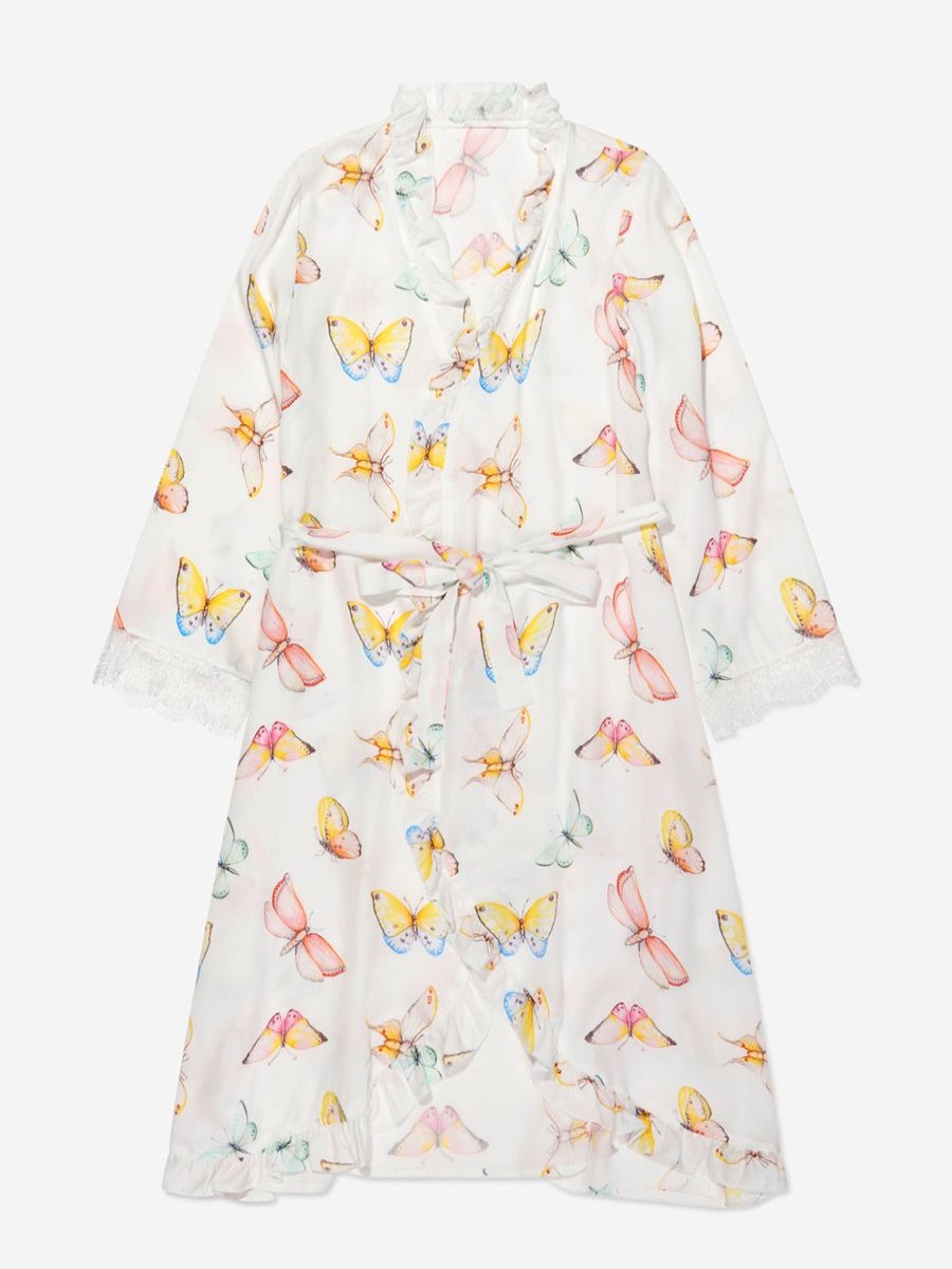 Girls Amiki Children Nightwear & Pyjamas | Girls Butterfly Patterned Sofia Dressing Gown