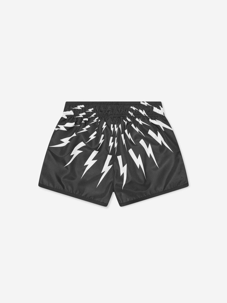 Teen Neil Barrett Swimwear | Boys Thunderbolt Swim Shorts In Black