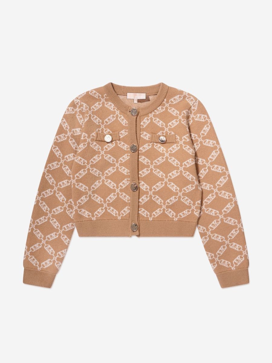 Girls Michael Kors Jumpers & Cardigans | Girls Knitted Cardigan In Beige