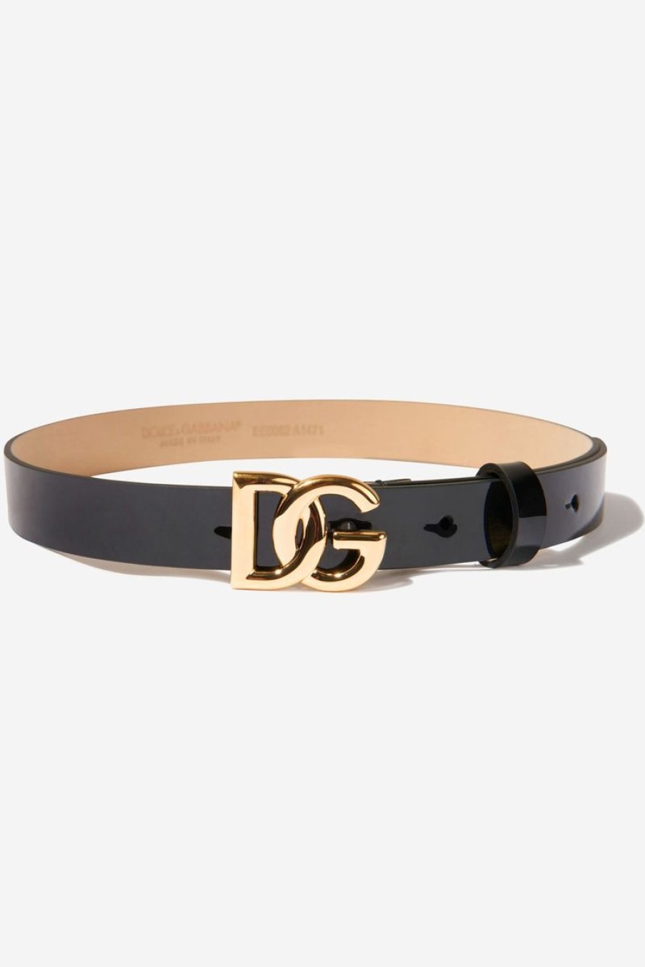 Teen Dolce & Gabbana Kids Accessories | Dolce & Gabbana Kids - Girls Leather Logo Belt In Black | Childsplay Clothing