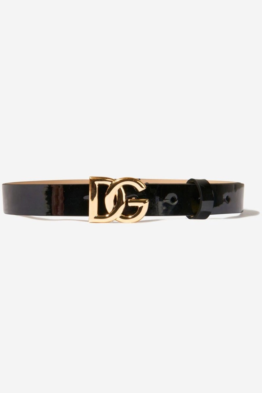 Teen Dolce & Gabbana Kids Accessories | Dolce & Gabbana Kids - Girls Leather Logo Belt In Black | Childsplay Clothing