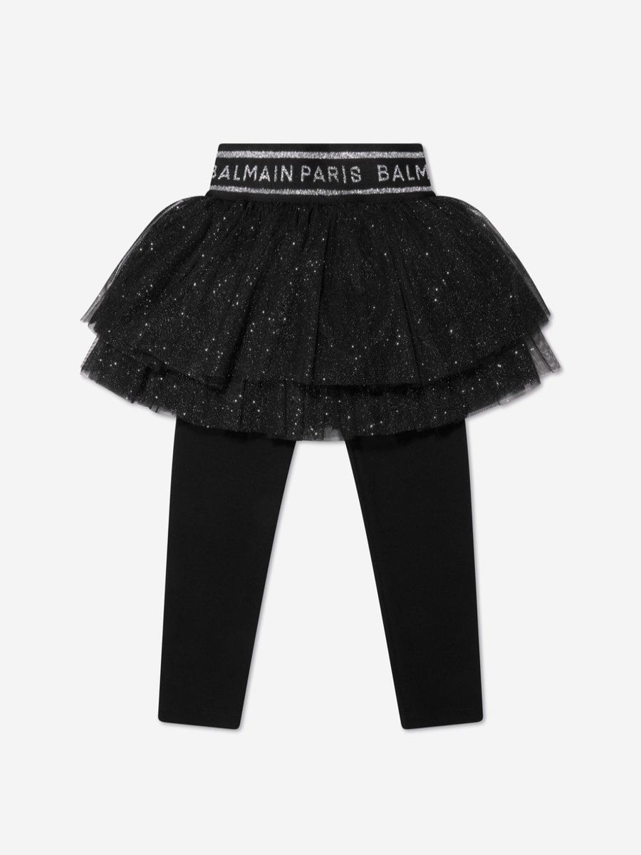 Girls Balmain Leggings | Girls Tutu Leggings In Black