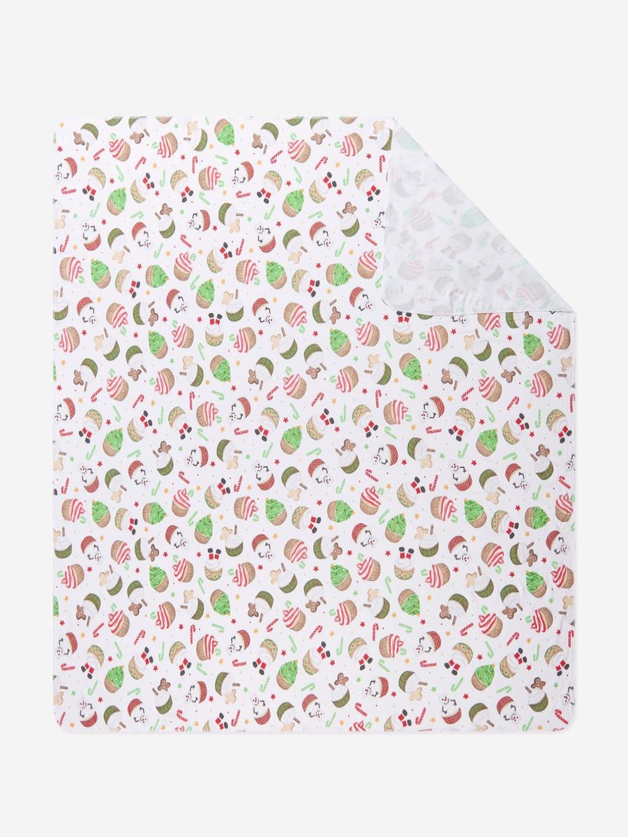 Baby Magnolia Baby Blankets | Baby Festive Cupcakes Swaddle Blanket In White