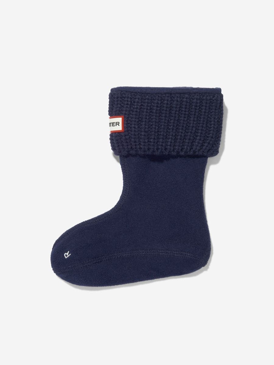 Girls Hunter Socks & Tights | Kids Recycled Half Cardigan Boot Socks In Navy