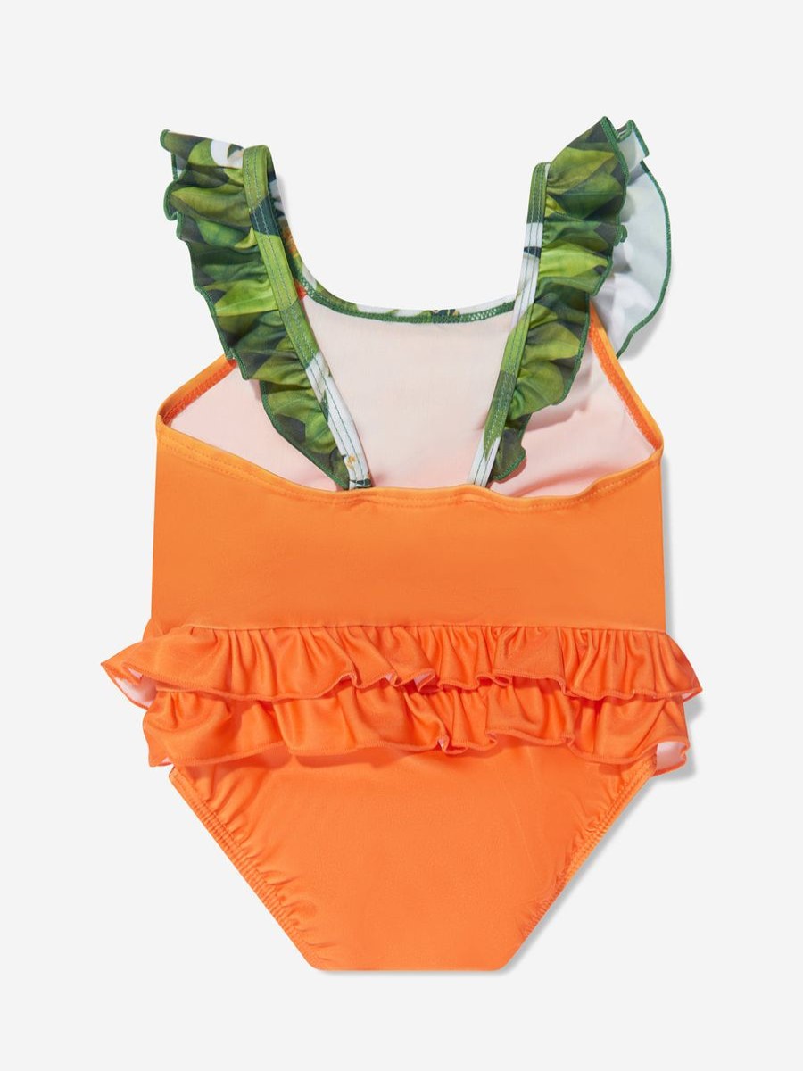 Baby Molo Swimwear | Girls Ruffle Nalani Swimsuit In Orange