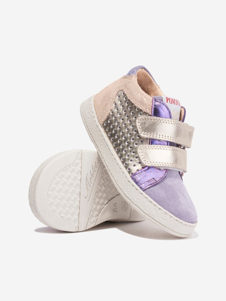 Girls Pom D'Api Sneakers | Girls Leather Mousse Easy Trainers In Multicolour