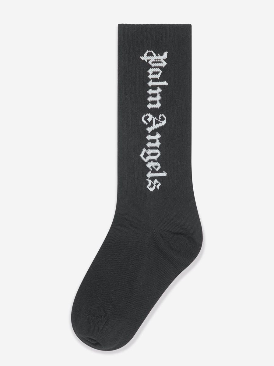 Girls Palm Angels Socks & Tights | Girls Logo High Socks In Black