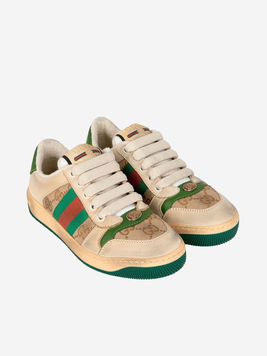 Girls Gucci Kids Sneakers | Gucci Kids - Gucci Kids Leather Screener Trainers | Childsplay Clothing