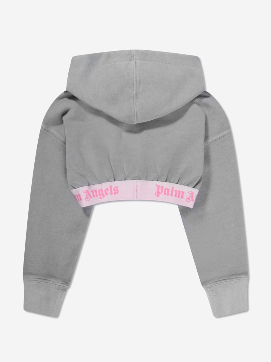 Girls Palm Angels Sweatshirts & Hoodies | Girls Logo Band Cropped Hoodie In Grey