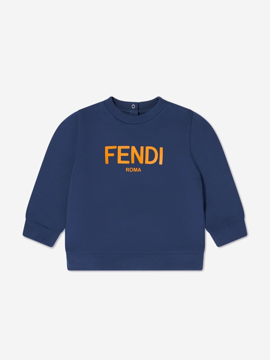 Baby Fendi Kids Sweatshirts & Hoodies | Fendi Kids - Baby Logo Sweatshirt In Navy | Childsplay Clothing