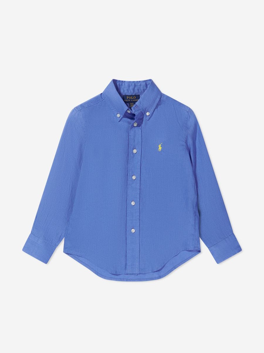 Teen Ralph Lauren Kids Shirts | Boys Linen Logo Shirt In Blue