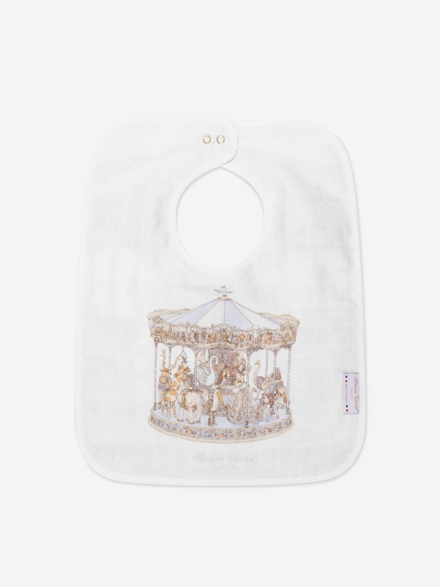 Baby Atelier Choux Bottles, Dummies & Bibs | Baby Boys Carousel Large Bib In Blue