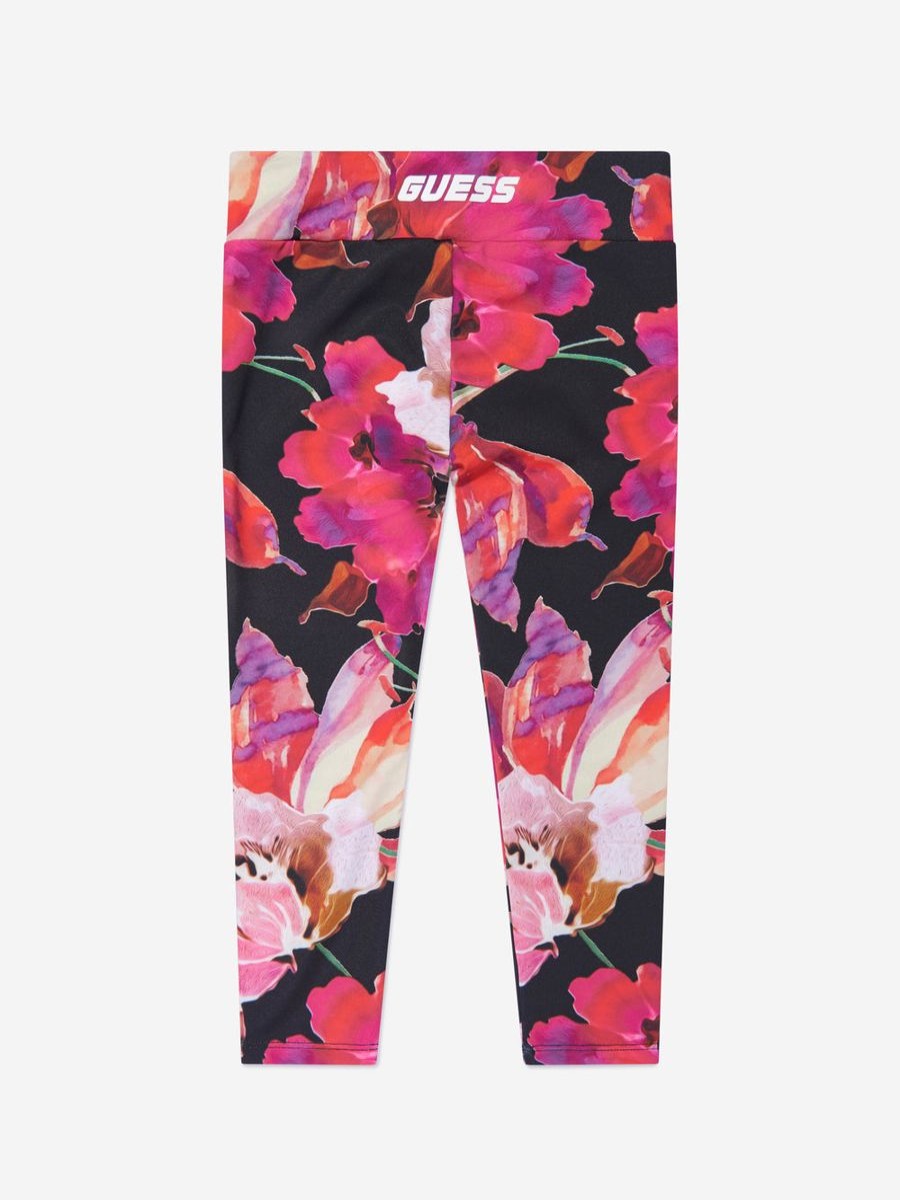 Girls Guess Leggings | Guess - Girls Floral Print Leggings In Pink | Childsplay Clothing