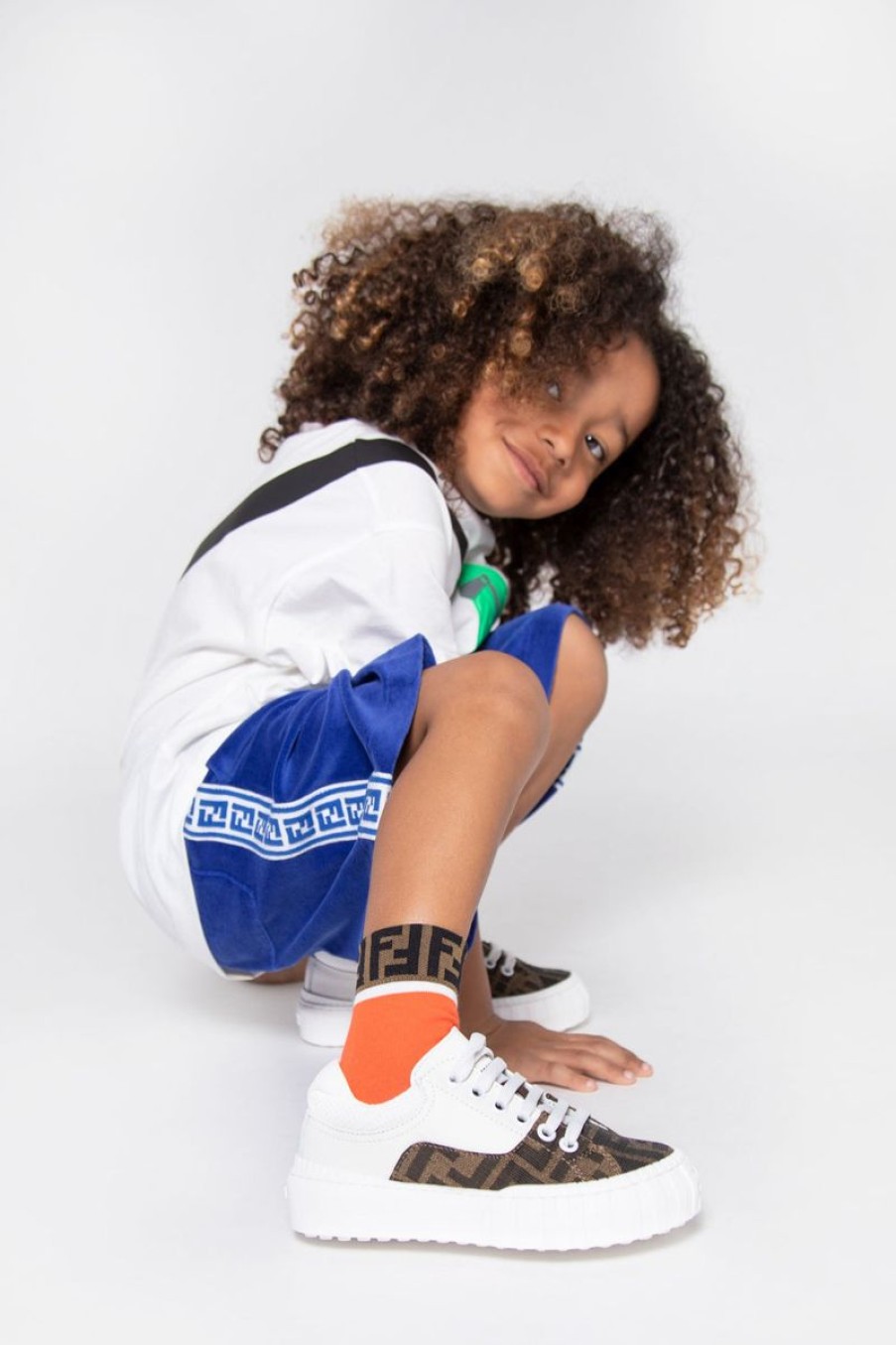 Girls Fendi Kids Sneakers | Fendi Kids - Kids Ff Logo Trainers In White | Childsplay Clothing