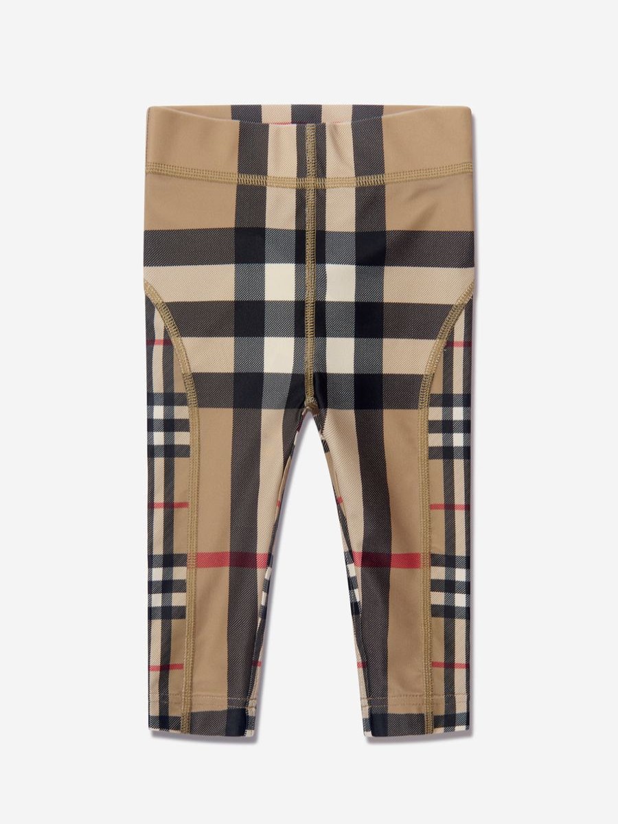 Girls Burberry Kids Leggings | Burberry Kids - Baby Girls Mini Isabella Check Leggings In Beige | Childsplay Clothing