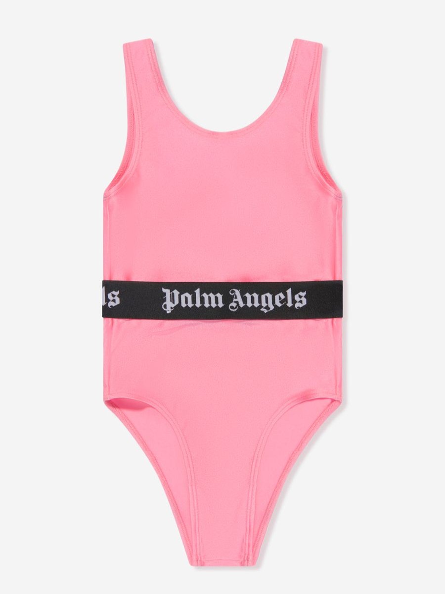 Girls Palm Angels Swimwear | Girls Logo Band Swimsuit In Pink