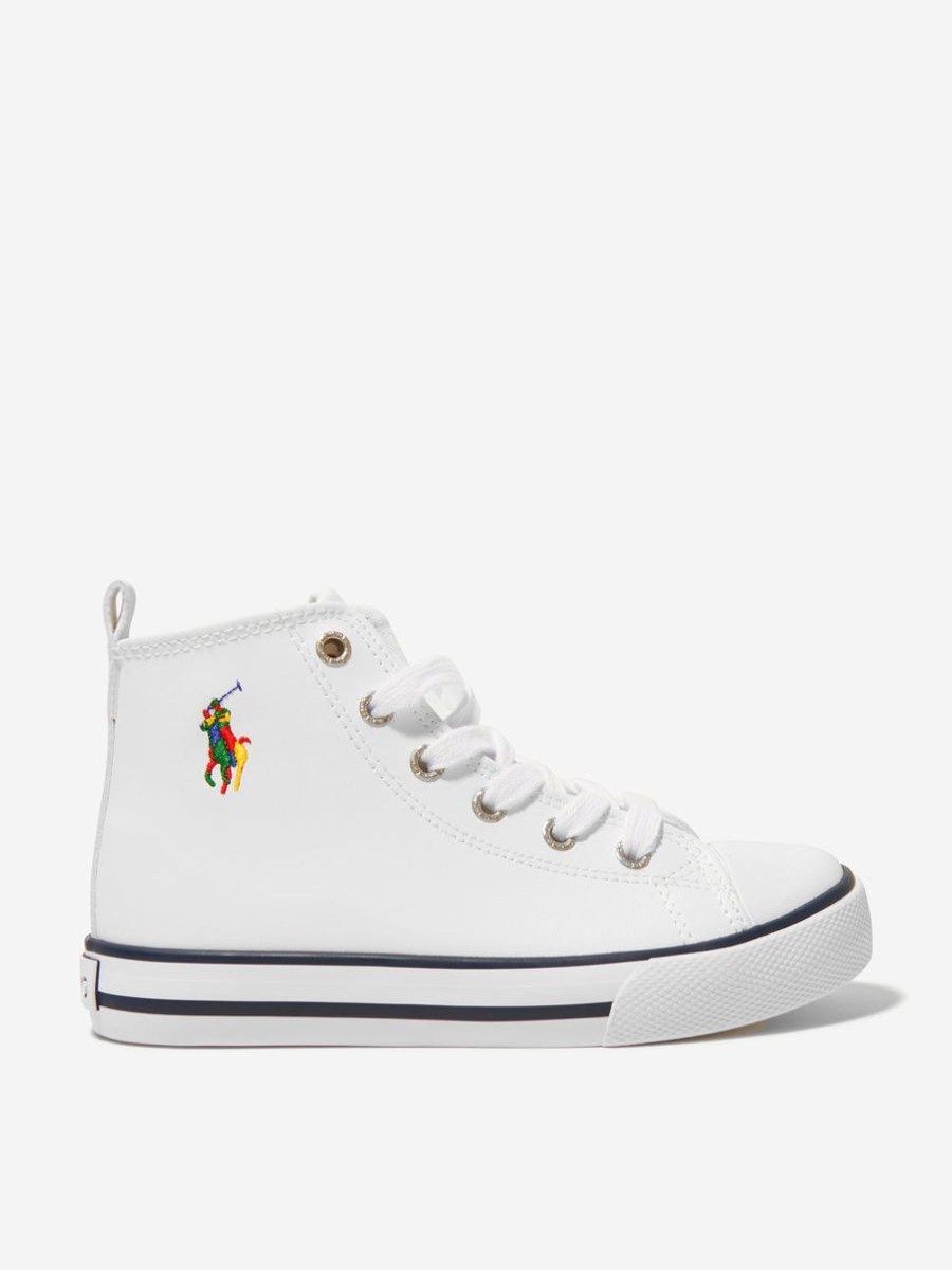 Teen Ralph Lauren Kids Footwear | Ralph Lauren Kids - Kids Leather Hamptyn Hi Ii Trainers | Childsplay Clothing