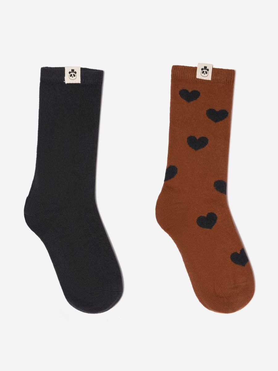 Girls Mini Rodini Socks & Tights | Girls Basic Hearts 2 Pack Socks Set In Multicolour