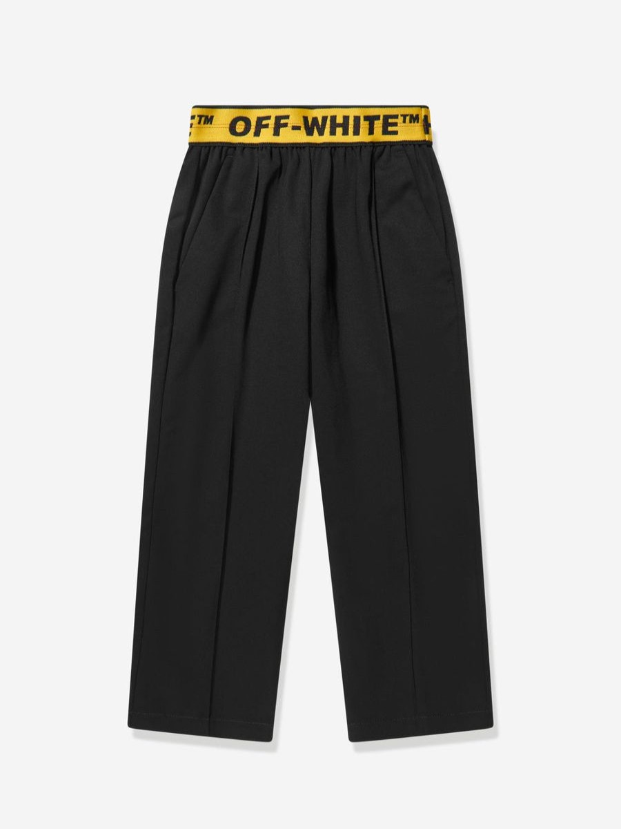 Teen Off-White Shorts | Boys Industrial Logo Band Chino Trousers In Black