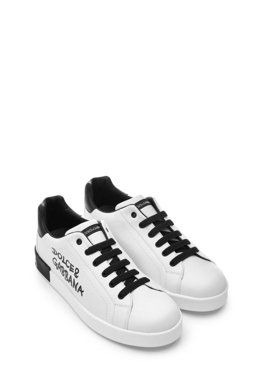 Teen Dolce & Gabbana Kids Footwear | Girls Leather Logo Lace Up Trainers