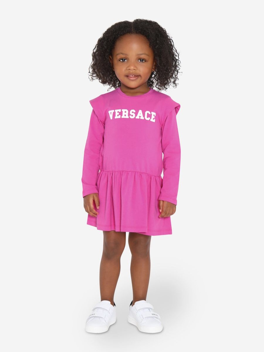 Baby Versace Dresses | Baby Girls Logo Sweater Dress In Pink