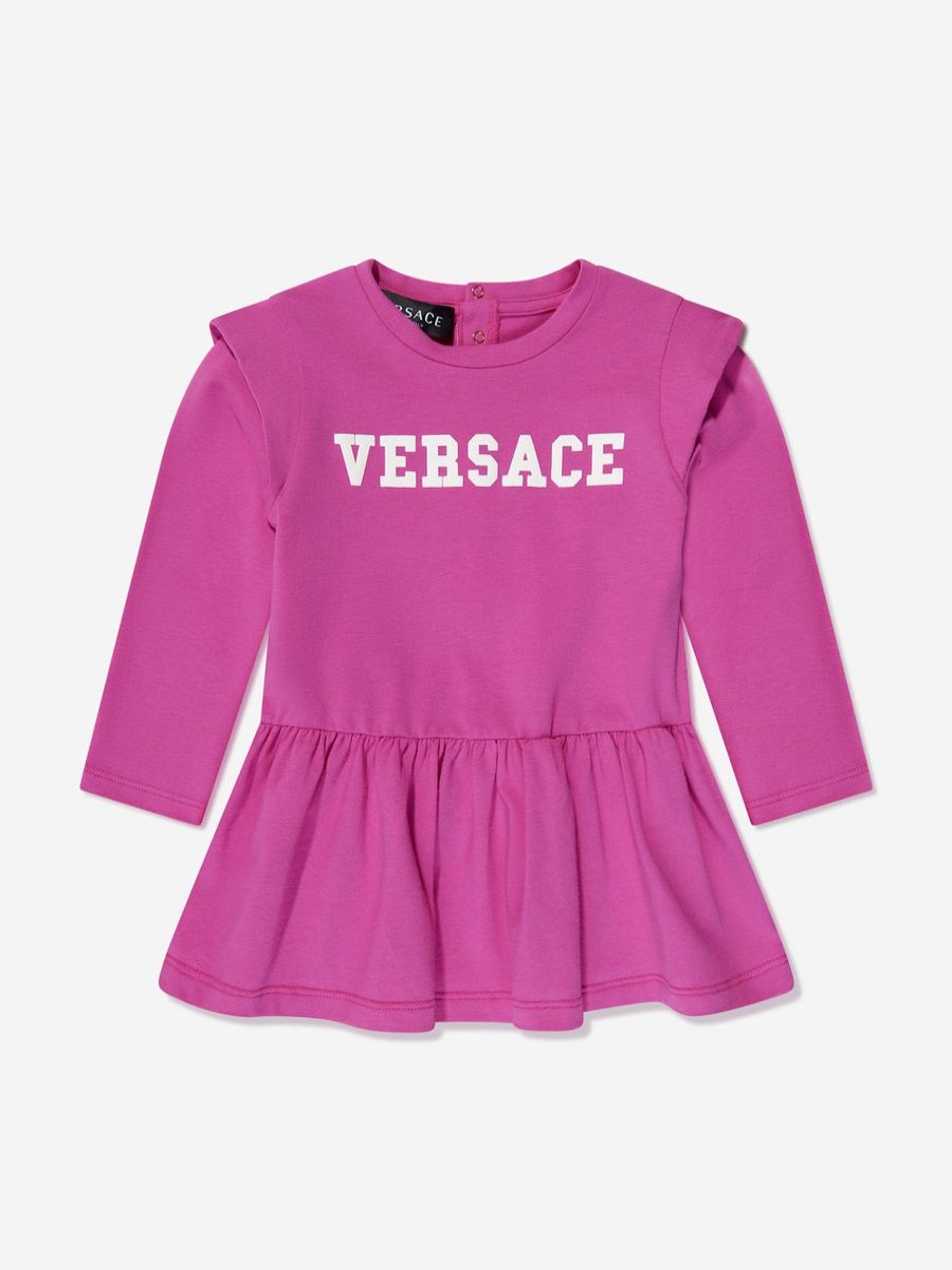 Baby Versace Dresses | Baby Girls Logo Sweater Dress In Pink