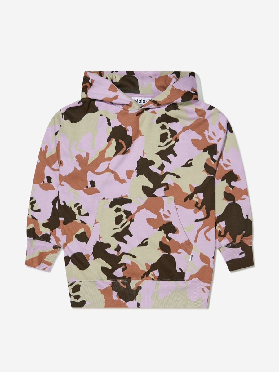 Girls Molo Sweatshirts & Hoodies | Molo - Girls Organic Cotton Horse Camo Hoodie | Childsplay Clothing