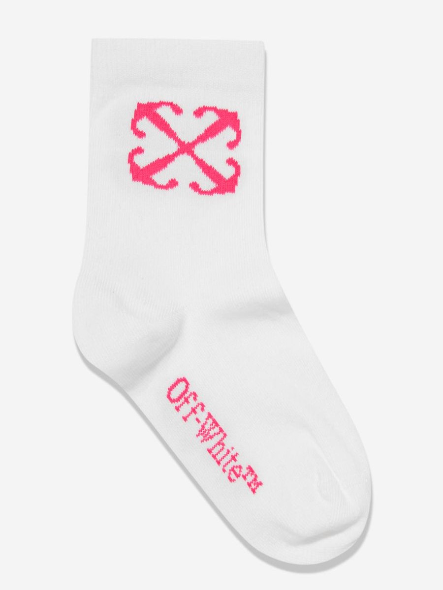 Girls Off-White Socks & Tights | Girls Arrow Mid High Socks In White