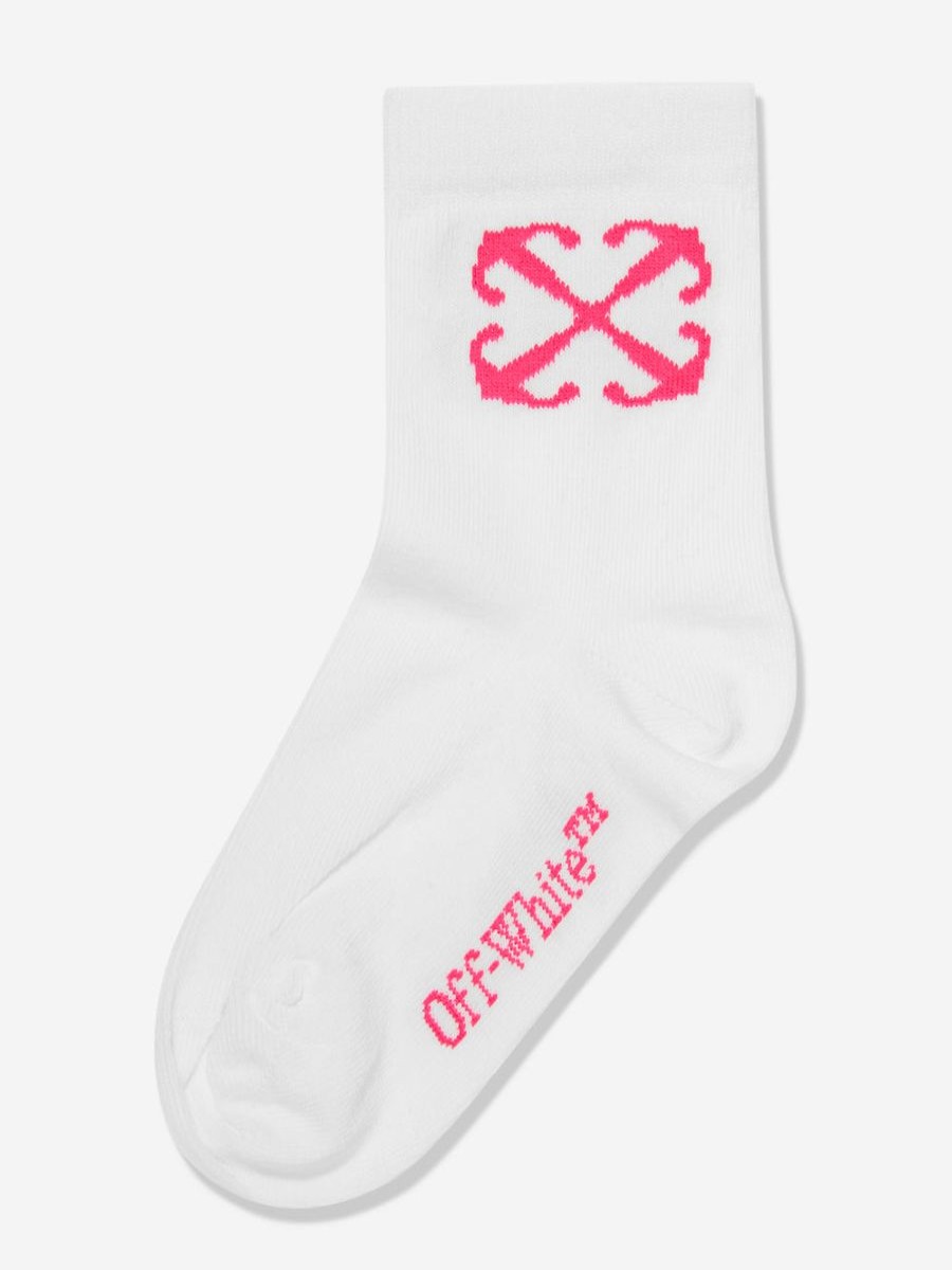 Girls Off-White Socks & Tights | Girls Arrow Mid High Socks In White