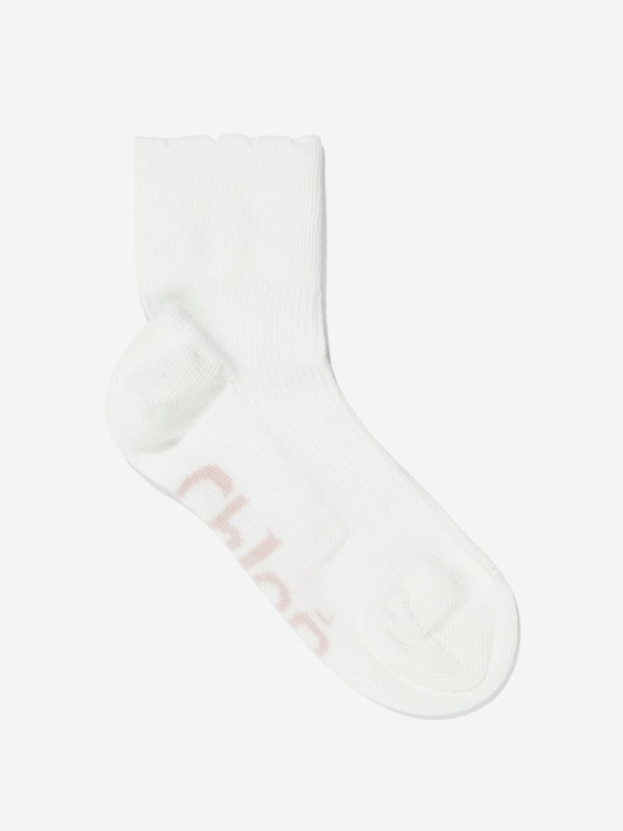 Girls Chloé Socks & Tights | Girls Logo Ankle Socks In Ivory