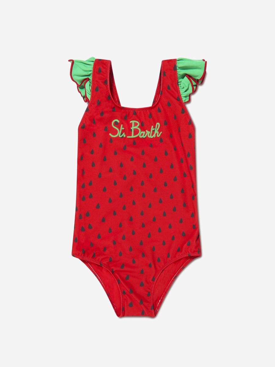 Teen MC2 Saint Barth Swimwear | Girls Watermelon Swimsuit In Red