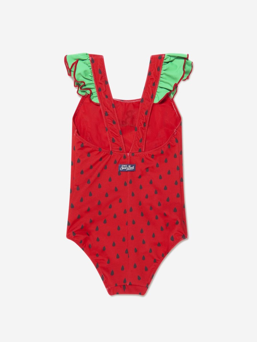 Teen MC2 Saint Barth Swimwear | Girls Watermelon Swimsuit In Red