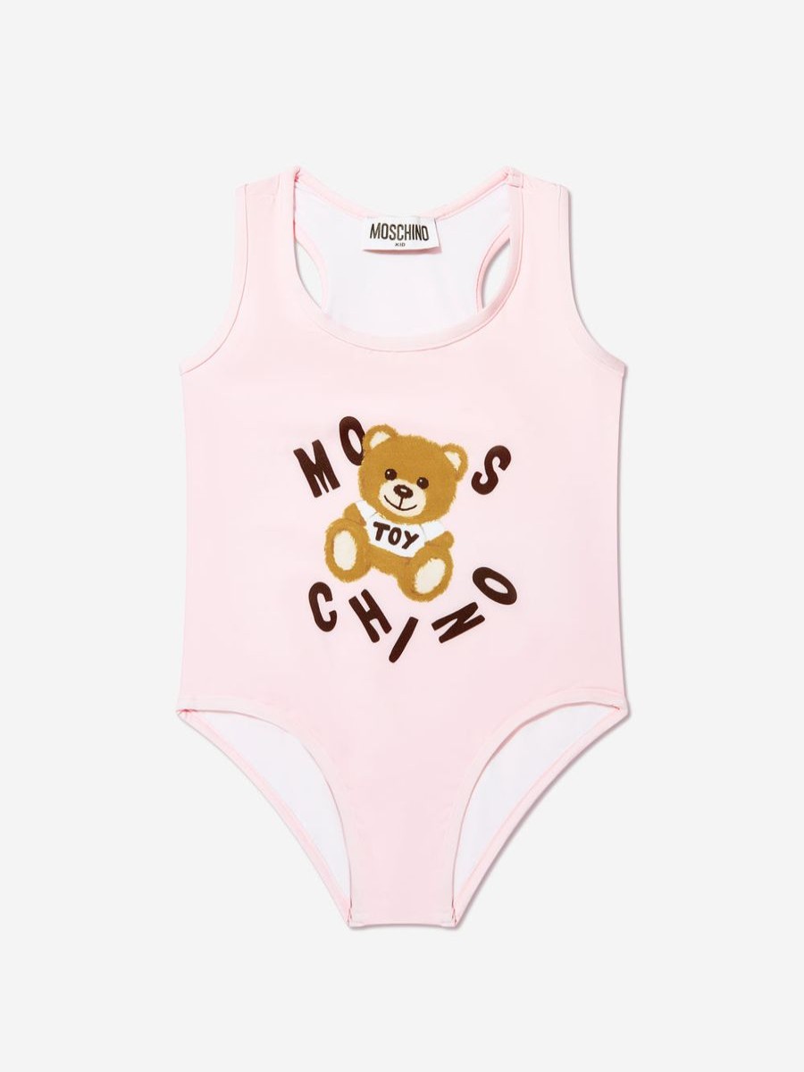 Girls Moschino Kids Swimwear | Girls Teddy Logo Swimming Costume In Pink