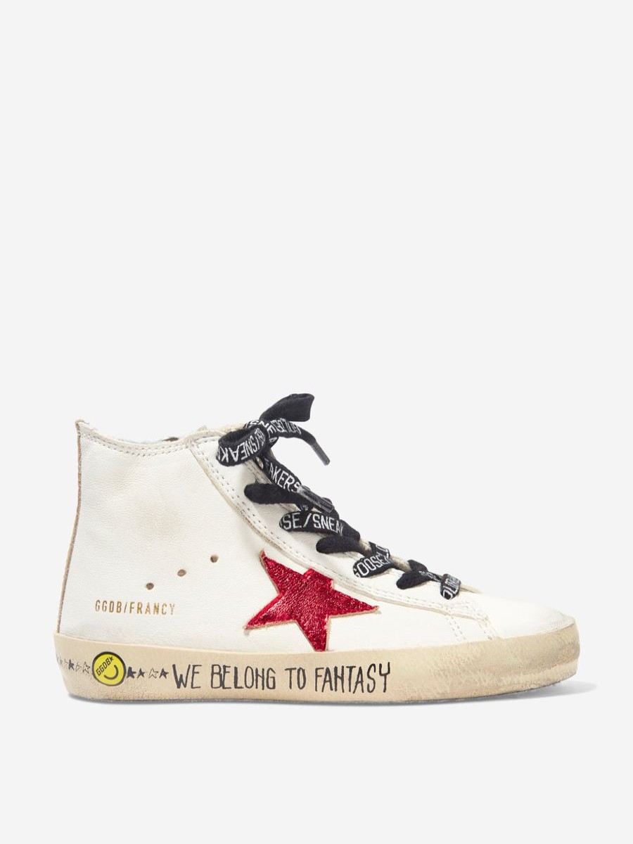 Teen Golden Goose Kids Footwear | Golden Goose Kids - Kids Francy Leather Vintage Star High Top Trainers | Childsplay Clothing