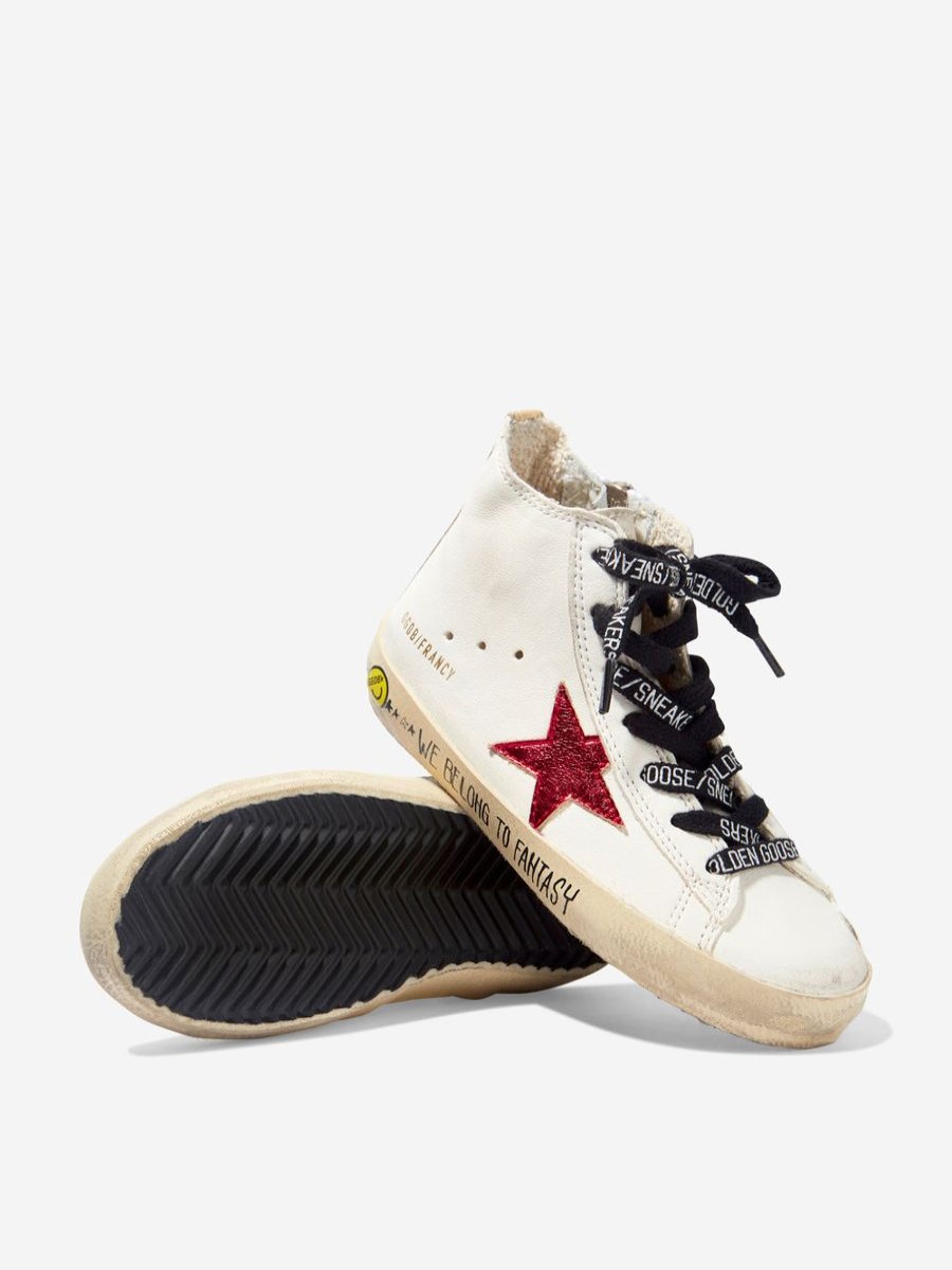 Teen Golden Goose Kids Footwear | Golden Goose Kids - Kids Francy Leather Vintage Star High Top Trainers | Childsplay Clothing