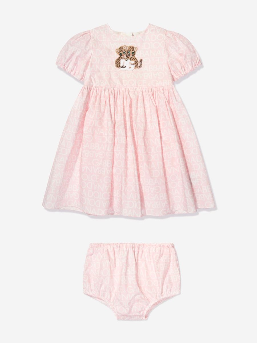 Baby Dolce & Gabbana Kids Dresses | Baby Girls Leopard Logo Dress In Pink