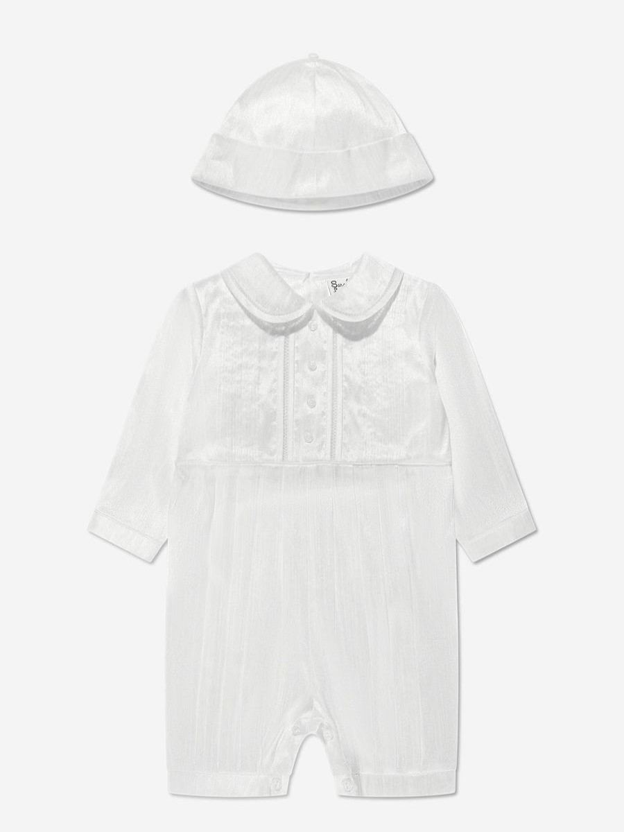 Baby Sarah Louise Babygrows & Rompers | Baby Boys Romper And Hat In White