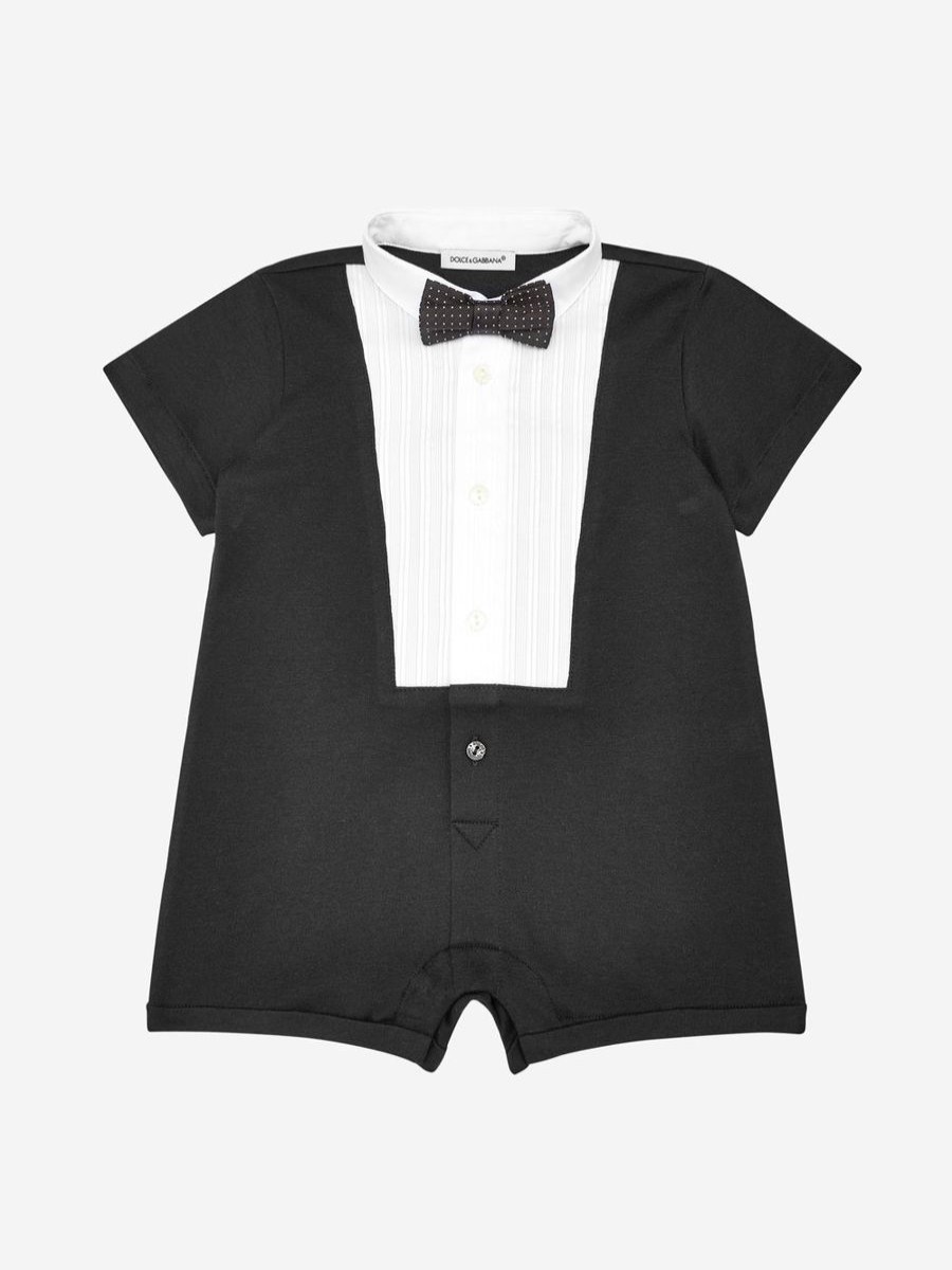 Baby Dolce & Gabbana Kids Babygrows & Rompers | Dolce & Gabbana Kids - Baby Boys Cotton Tuxedo Shortie | Childsplay Clothing