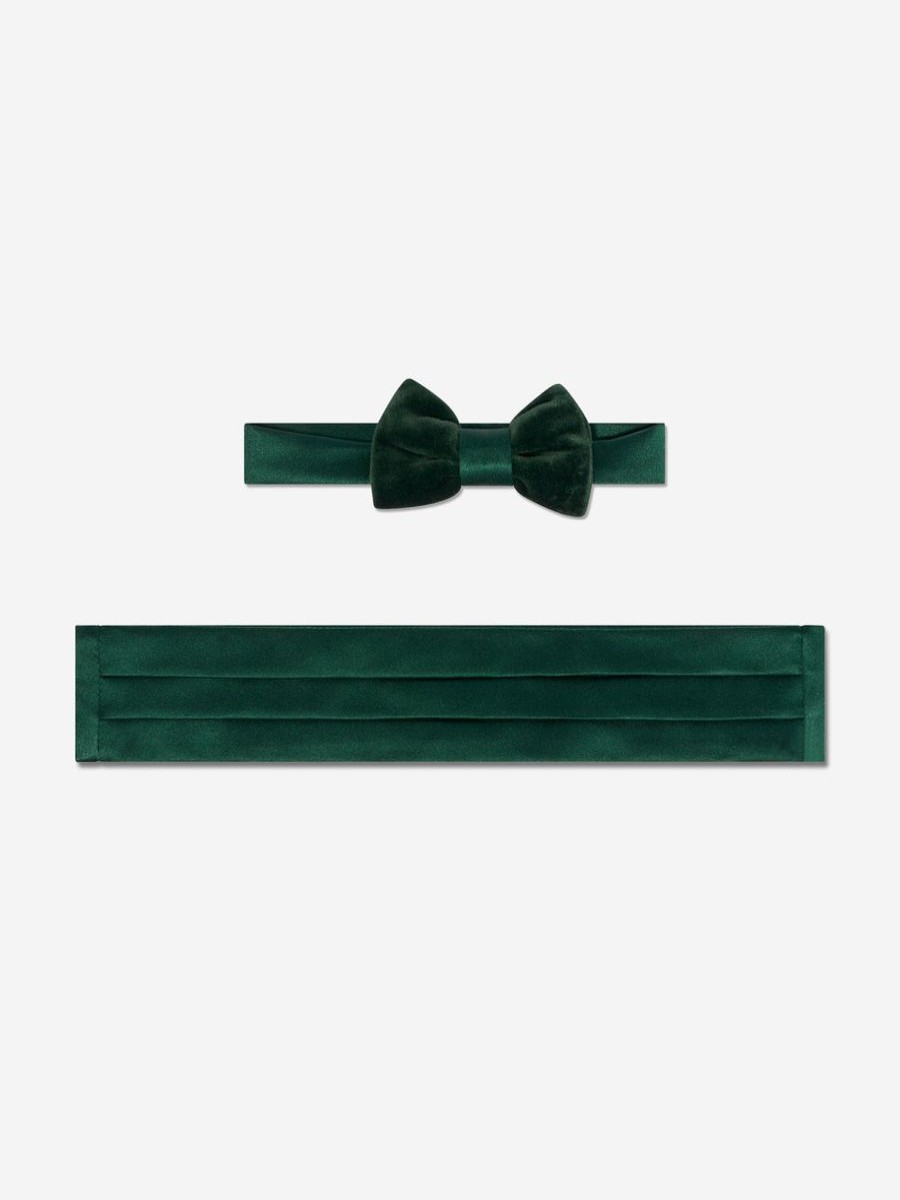 Teen Patachou Sweatshirts & Hoodies | Boys Velvet Bow Tie In Green