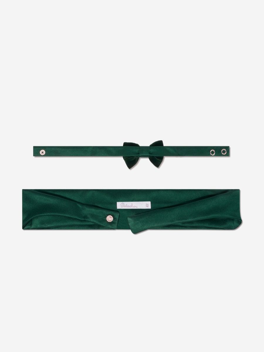 Teen Patachou Sweatshirts & Hoodies | Boys Velvet Bow Tie In Green