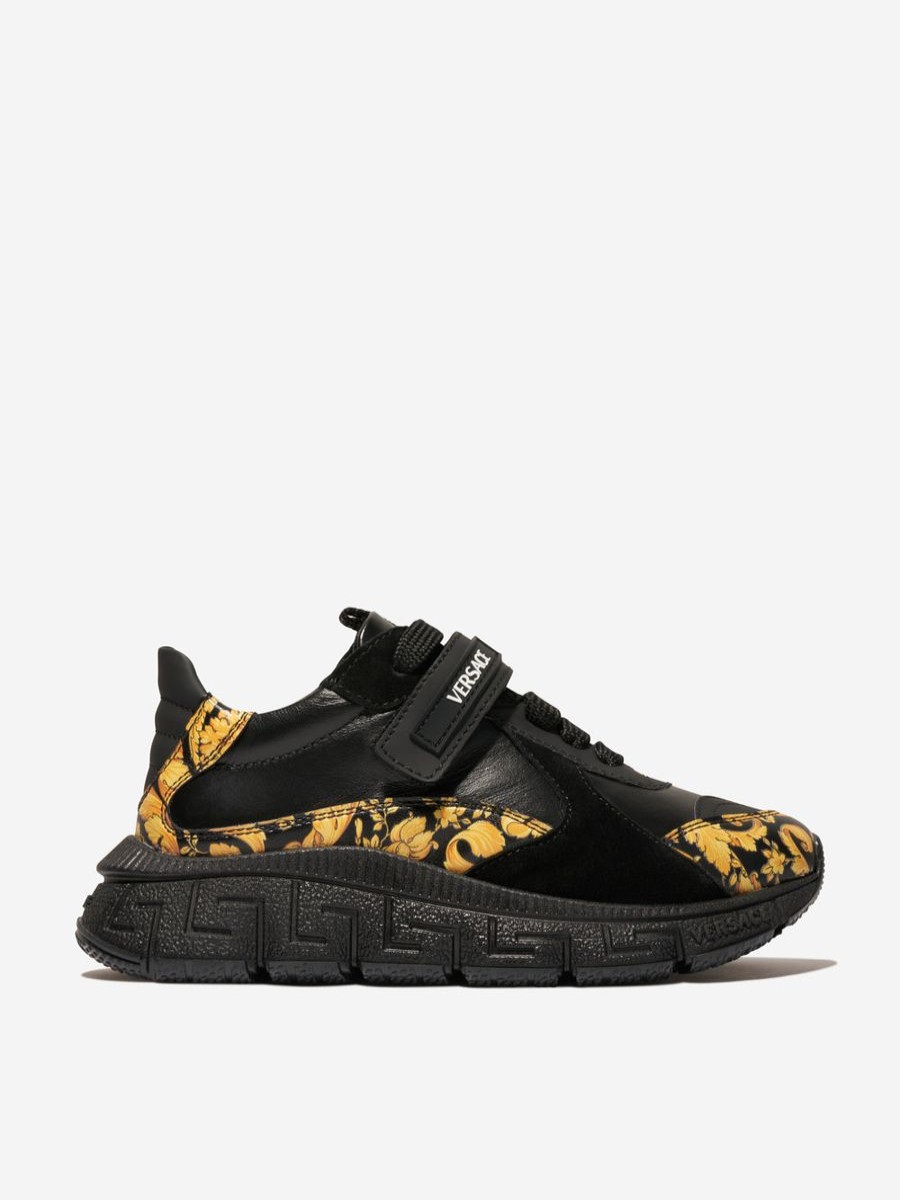 Girls Versace Sneakers | Kids Barocco Trainers In Black