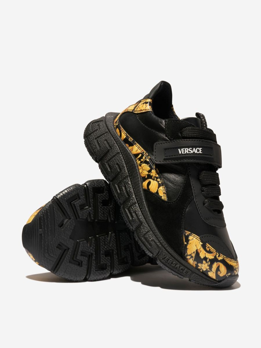 Girls Versace Sneakers | Kids Barocco Trainers In Black