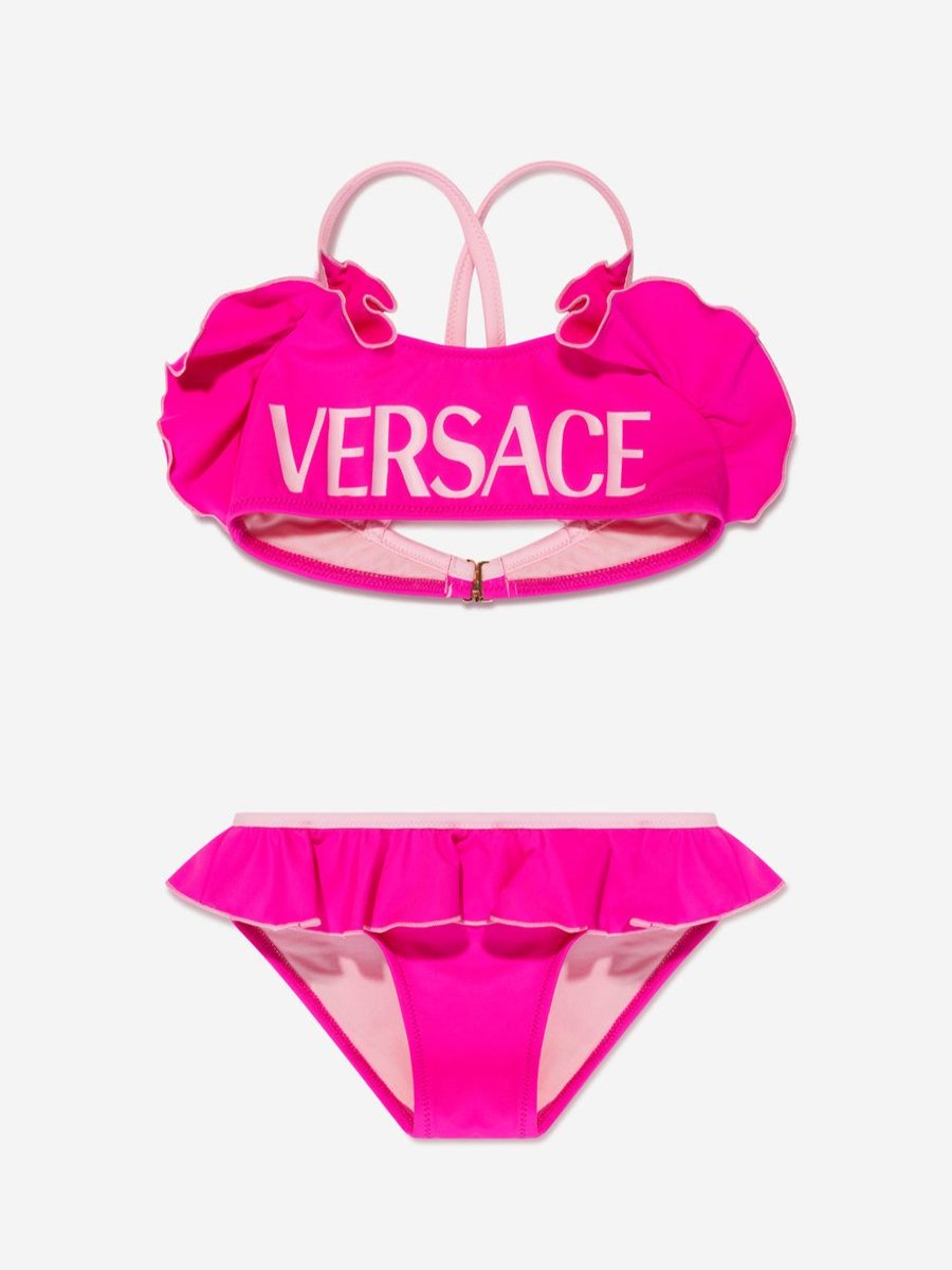 Girls Versace Swimwear | Girls Logo Bikini In Pink